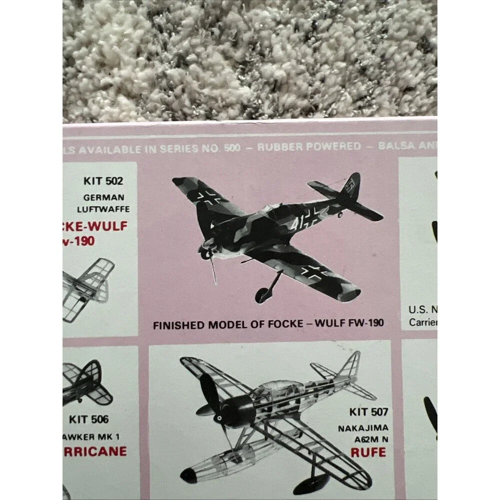 NOS Guillow's 1976 Flying Model Airplane Kit 502 Focke-Wulf FW-190 WW2 Fighter
